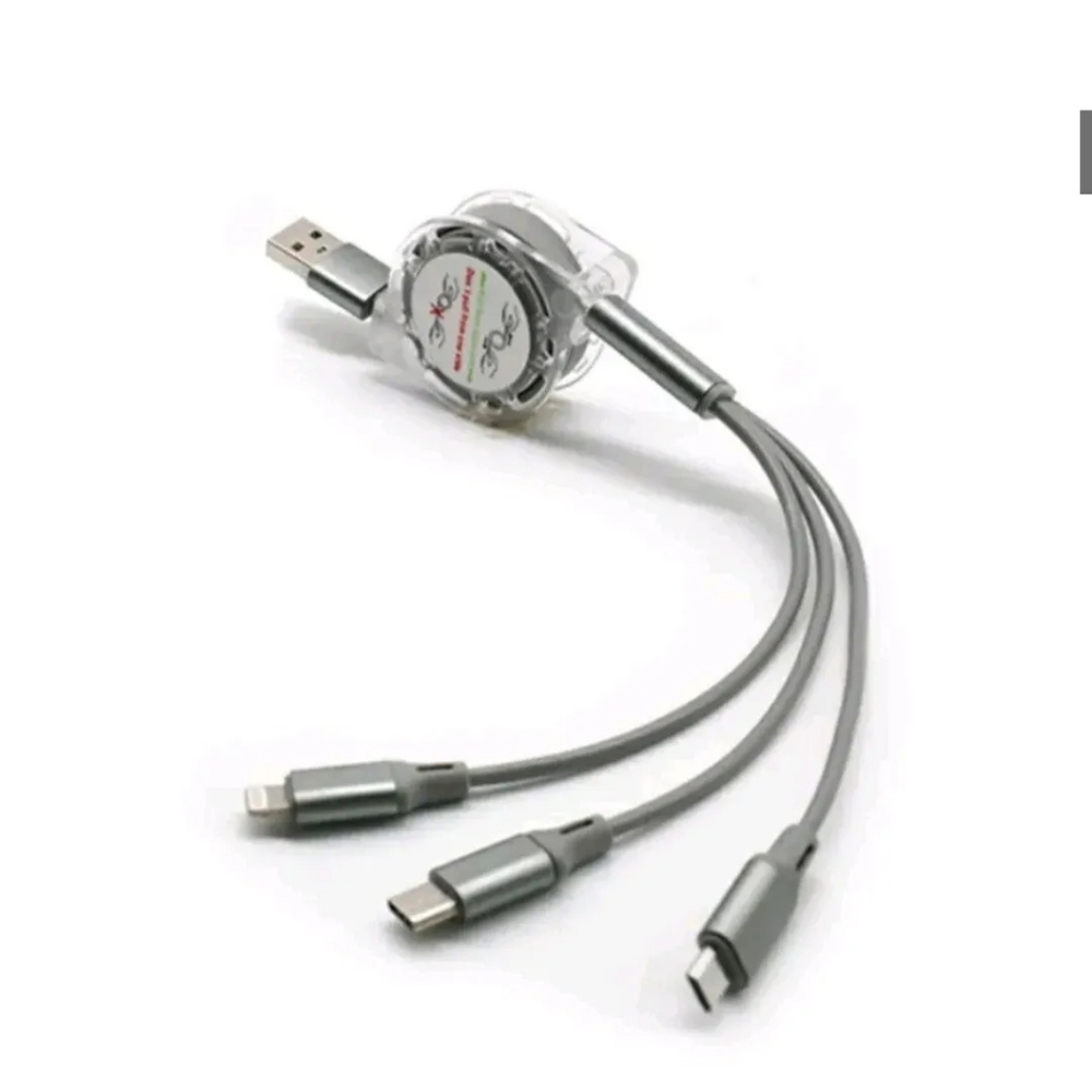 2️⃣-Pack 3-in-1 Retractable USB Fsst Charging Cable:iOS /Type-C/Micro-USB - Picture 7 of 10